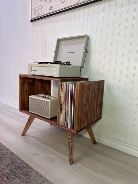 Record Player Stand Cabinet MCM Mid Century Modern made of Solid Wood