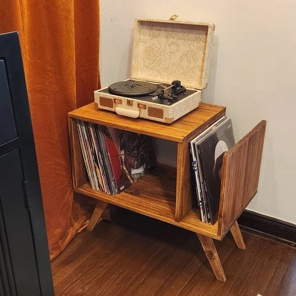 MCM Mid Century Modern Vinyl Record Storage Turntable Stand Solid Wood Table For Record Player Stand Cabinet