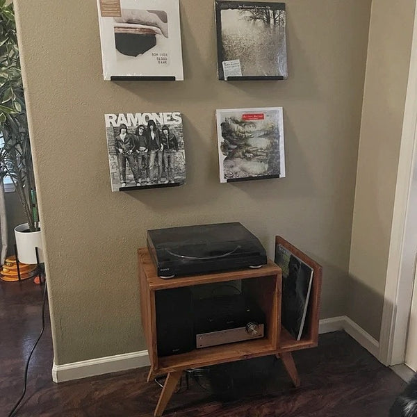 MCM Mid Century Modern Vinyl Record Storage Turntable Stand Solid Wood Table For Record Player Stand Cabinet