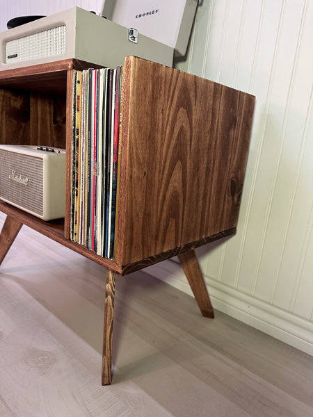 Record Player Stand Cabinet MCM Mid Century Modern made of Solid Wood
