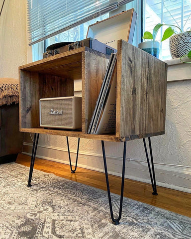 Record Player Stand Cabinet with Hairpin Legs