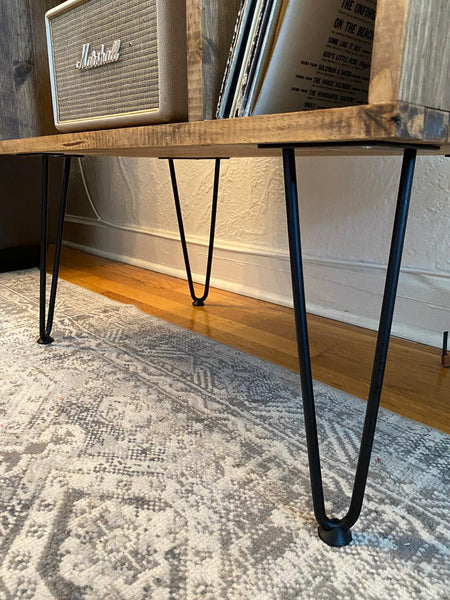 Record Player Stand Cabinet with Hairpin Legs